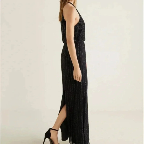 NEW ✨ Mango MNG Black Long Sequin Halter Party Dress 4 - Picture 3 of 8